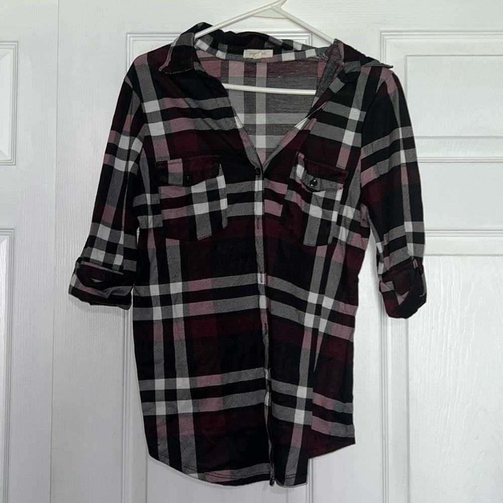Paper + Tee plaid blouse